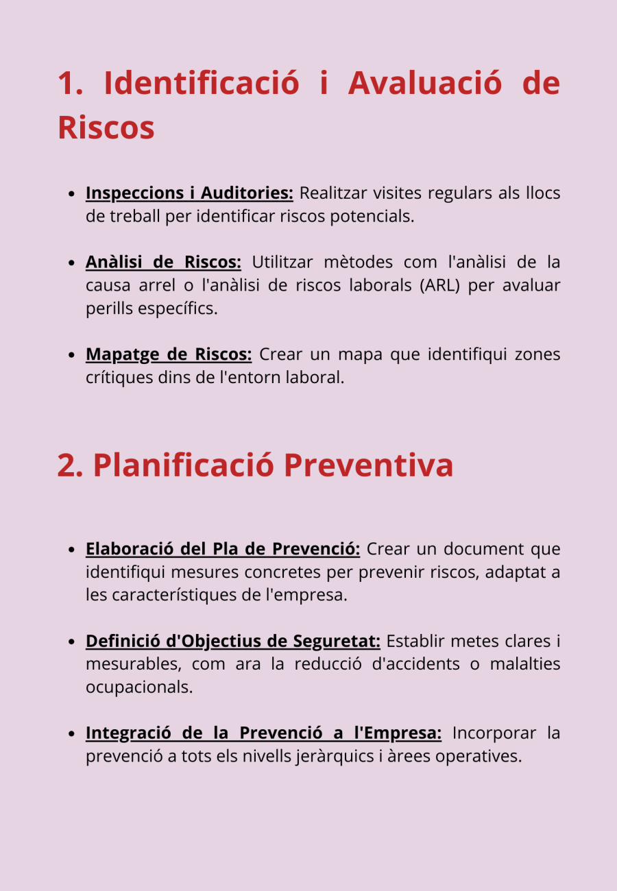 FORMES DE GESTIÓ DE PREVENCIÓ DE RISCOS LABORALS PER PART DE L’EMPRESA (2)